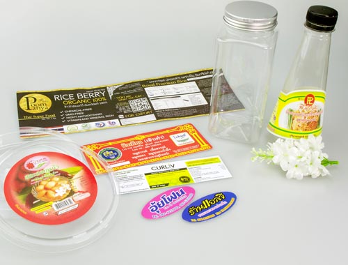 Various product label designs that enhance value, such as juice bottle labels, food labels, and promotional product labels