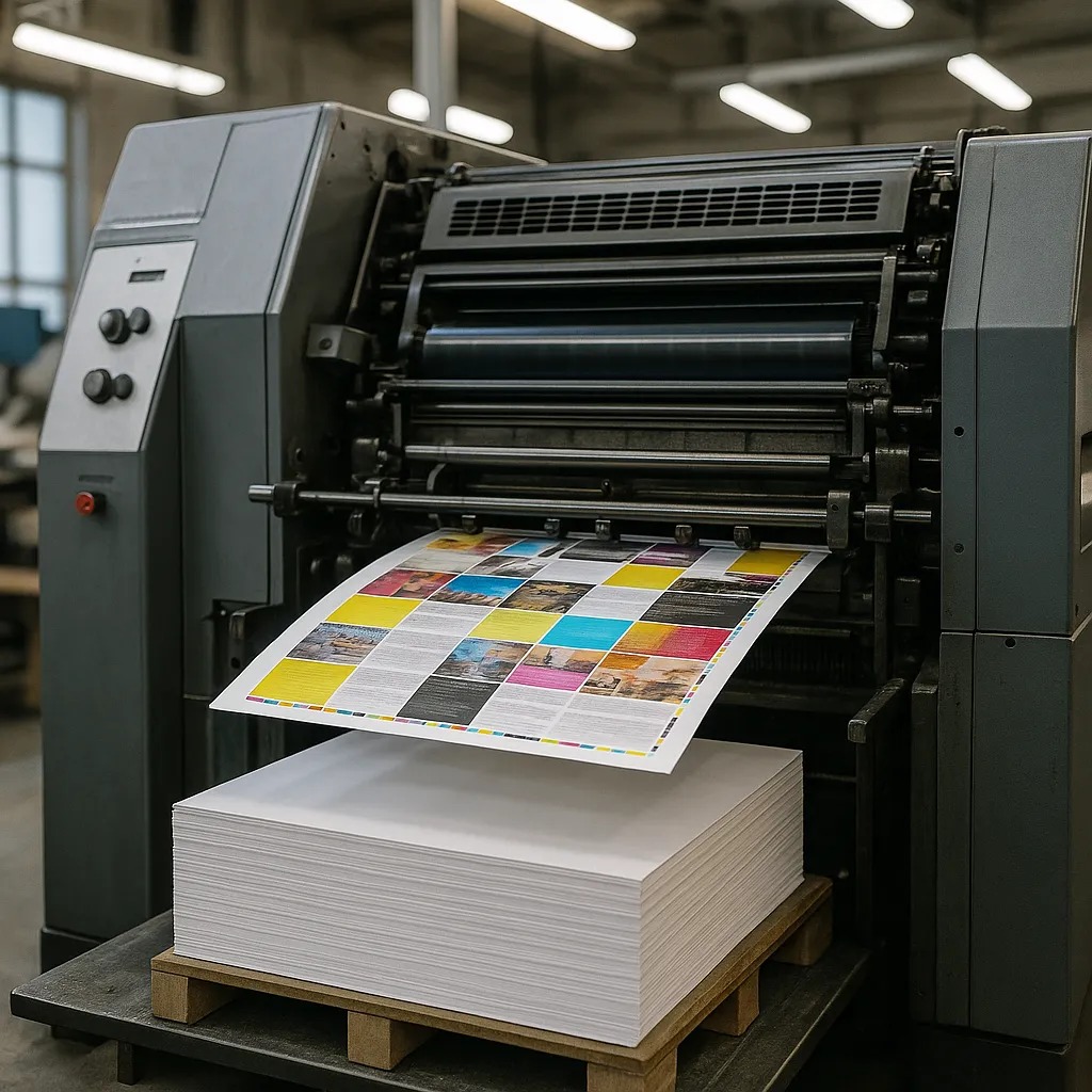 Offset printing press producing high-quality, high-volume color sheets