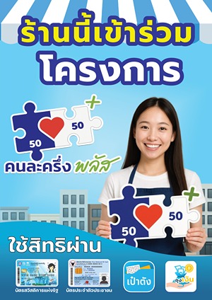 กระดาษ A4 เคลือบพลาสติกใส — ดีไซน์คนละครึ่งพลัง พร้อมติดตั้งในร้านทันที