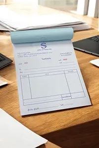 Receipt Book, 2 Sheets per Set, Plain Paper, 2 sheets per set, 50 sets per book, 1 book = 50 sets. Top sheet: bond paper (tear-off). Bottom sheet: proof paper attached to the book. Each page numbered. Spec: Top sheet bond 55 gsm | Bottom sheet proof paper.