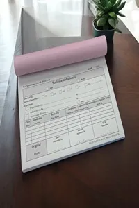 Receipt Book, 4 Sheets per Set, 25 Sets per Book, Plain Paper. Each book contains 25 sets. 1 set = 4 sheets.