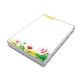 กระดาษโน้ตA7  Spec:  กระดาษ : ปอนด์ขาว 70 แกรม | ปอนด์ขาว 80 แกรม หรือ กระดาษถนอมสายตา 75 แกรม ปึกละ 100 แผ่น สี : เนื้อใน 4 สี 1 หน้า(4/0),1 สี 2 หน้า(1/1),1 สี 1 หน้า(1/0),ไม่พิมพ์ ขนาด : A7  7.1 ซ.ม. x 10.2 ซ.ม. งานที่เสร็จแล้ว :   แพ็คจัดส่ง เวลาที่ใช้ในการผลิต : 15 วัน