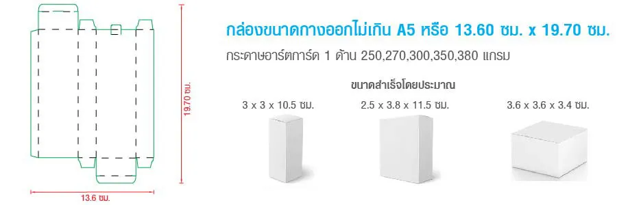 ขนาดกางออกไม่เกิน 13.60 ซม. x 19.70 ซม.